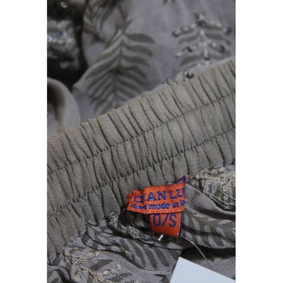 Chan Luu Womens Plant Print Sequin Drawstring Waist Maxi Skirt Green Size OS - Picture 4 of 5